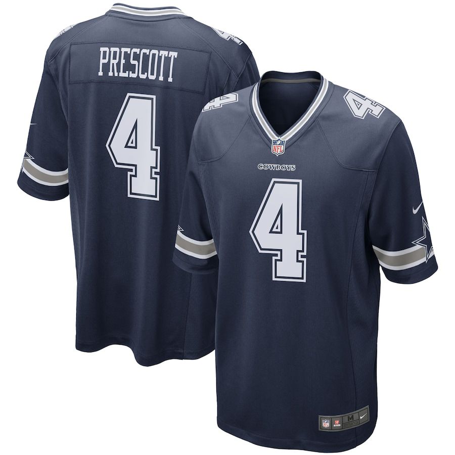 Men Dallas Cowboys 4 Dak Prescott Nike Navy Game Team NFL Jersey